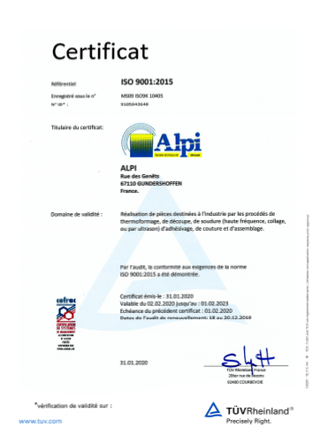 Certificat ISO 9001:2015